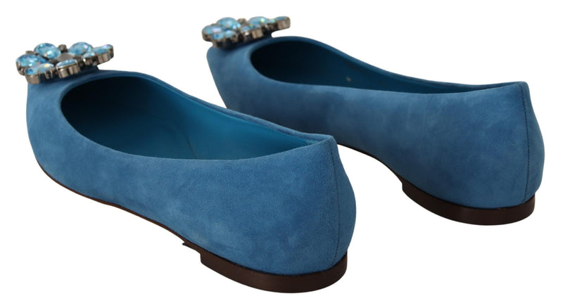 Elegant Crystal-Embellished Suede Flats Dolce & Gabbana