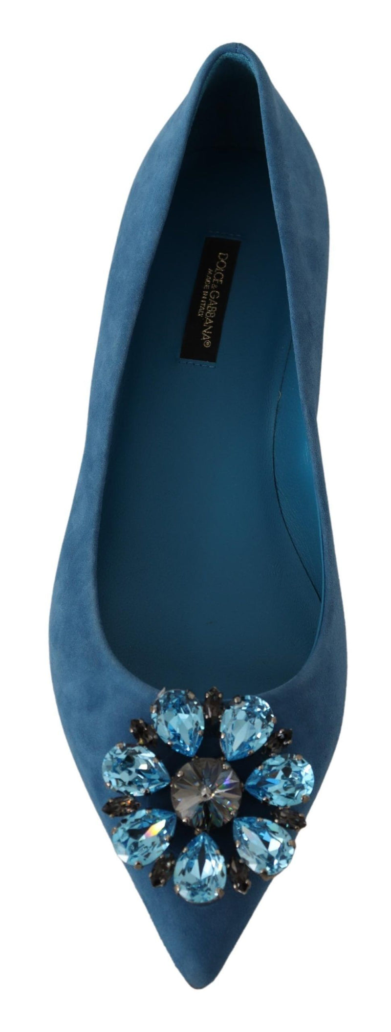 Elegant Crystal-Embellished Suede Flats Dolce & Gabbana