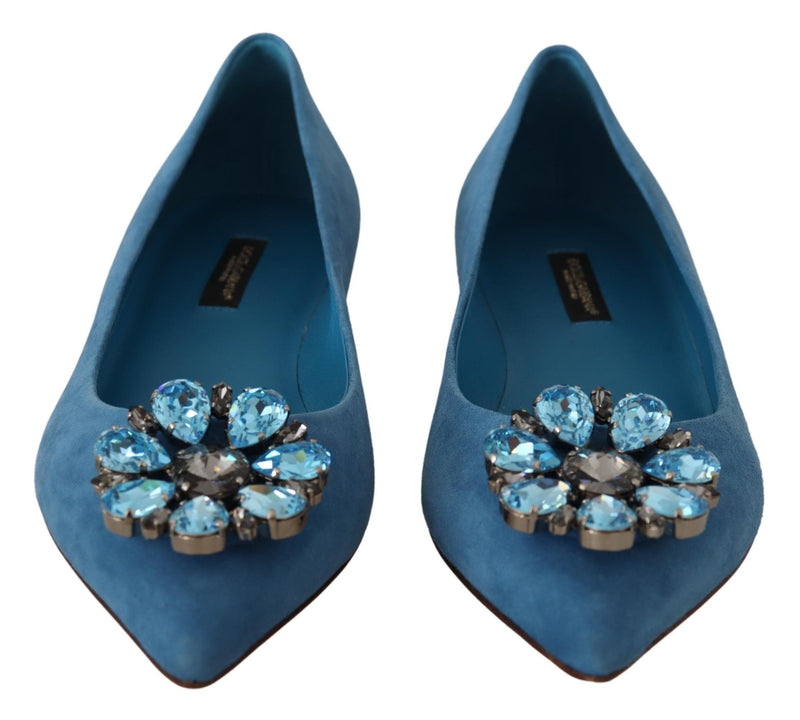 Elegant Crystal-Embellished Suede Flats Dolce & Gabbana