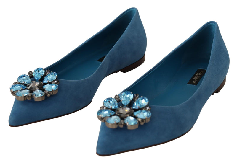 Elegant Crystal-Embellished Suede Flats Dolce & Gabbana