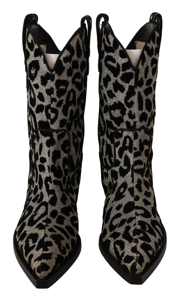 Elegant Leopard Print Mid Calf Boots Dolce & Gabbana