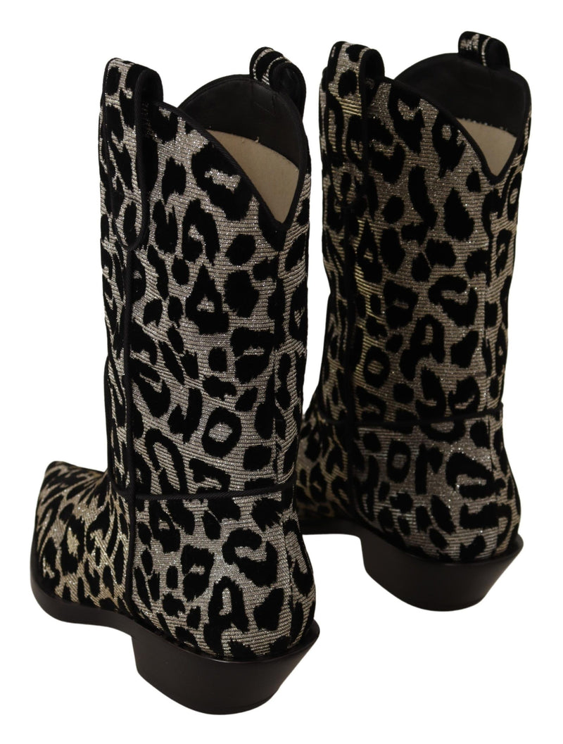 Elegant Leopard Print Mid Calf Boots Dolce & Gabbana