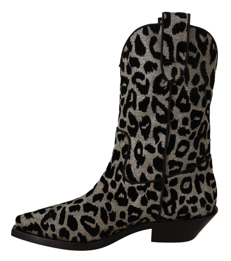 Elegant Leopard Print Mid Calf Boots Dolce & Gabbana