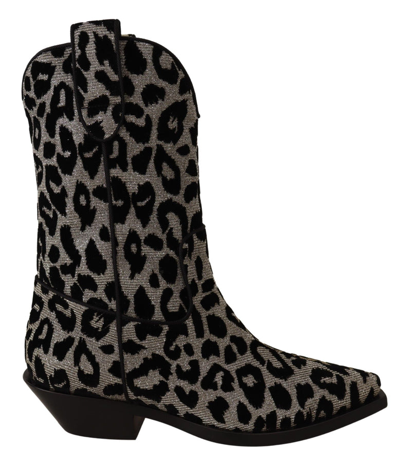 Elegant Leopard Print Mid Calf Boots Dolce & Gabbana