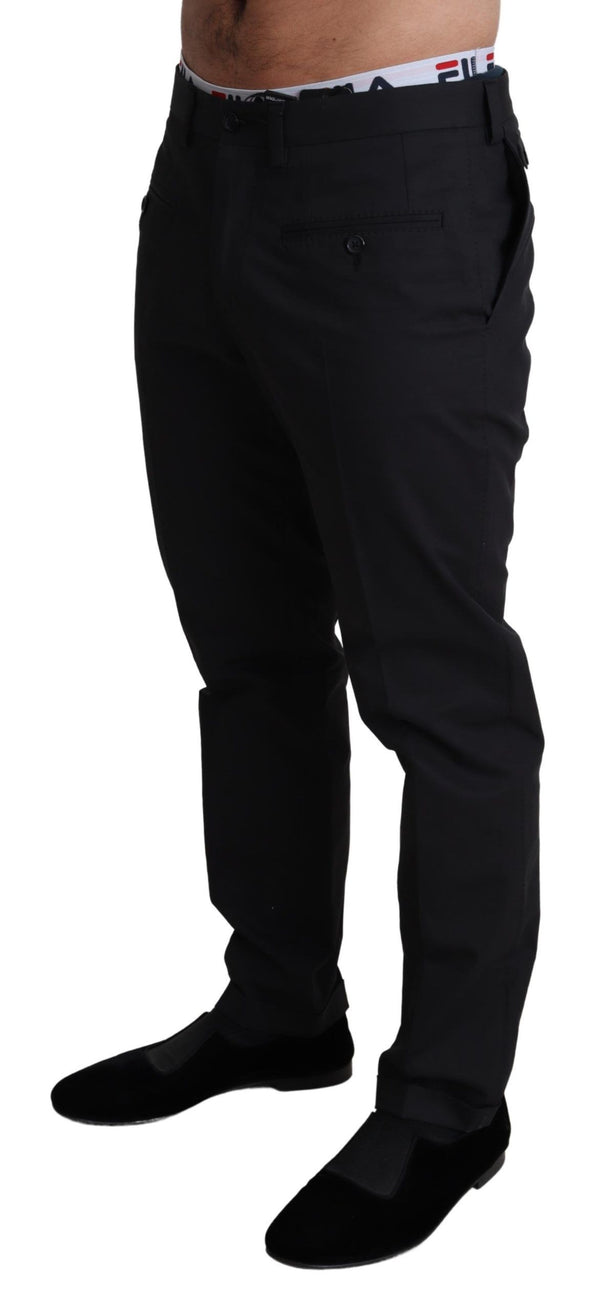 Elegant Black Stretch Cotton Trousers Dolce & Gabbana