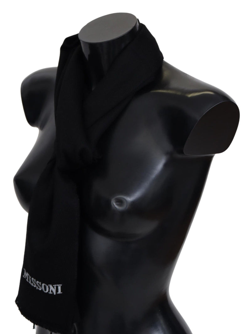 Elegant Embroidered Wool Scarf in Black Missoni