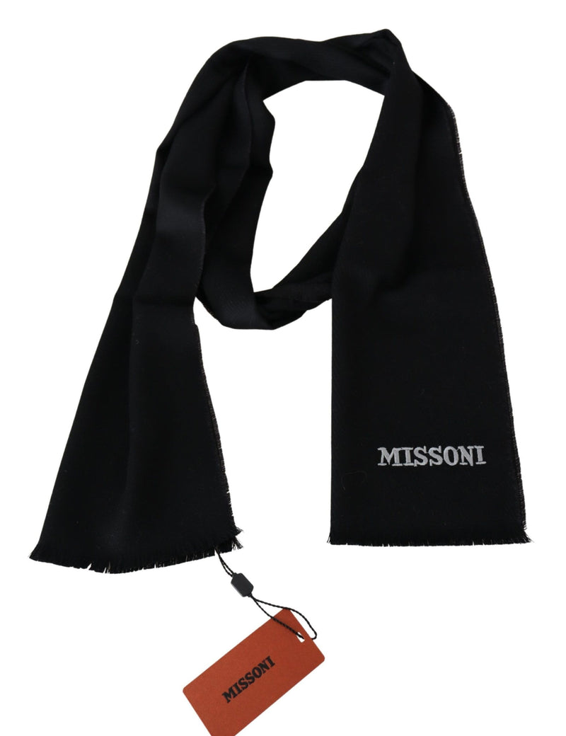 Elegant Embroidered Wool Scarf in Black Missoni