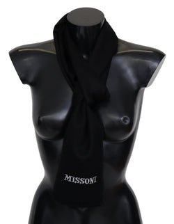 Elegant Embroidered Wool Scarf in Black Missoni