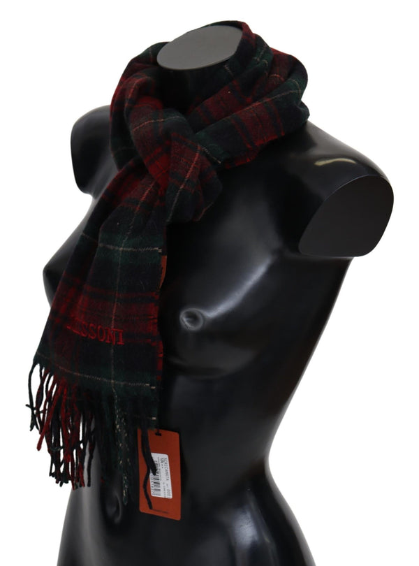 Elegant Check Wool Scarf with Logo Embroidery Missoni