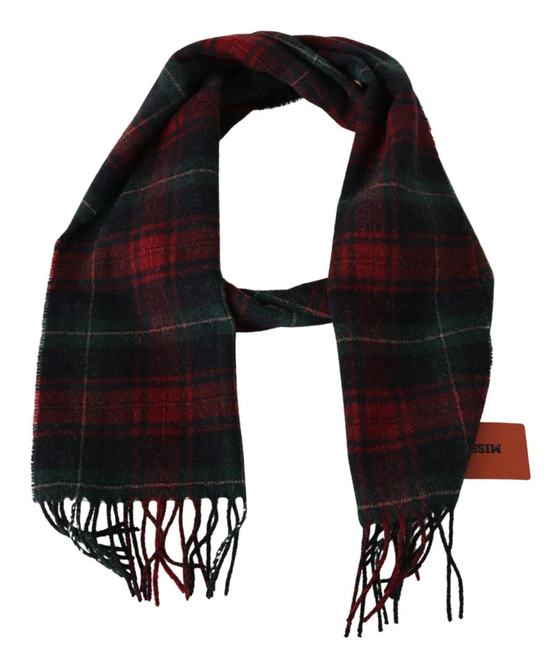 Elegant Check Wool Scarf with Logo Embroidery Missoni