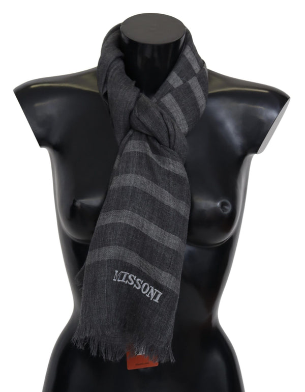 Elegant Unisex Wool Scarf with Logo Embroidery Missoni