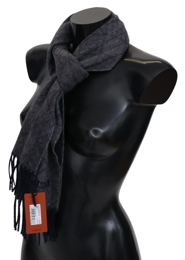 Elegant Cashmere Patterned Scarf with Logo Embroidery Missoni