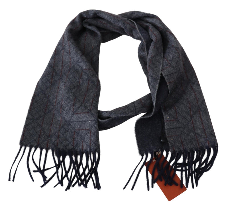 Elegant Cashmere Patterned Scarf with Logo Embroidery Missoni