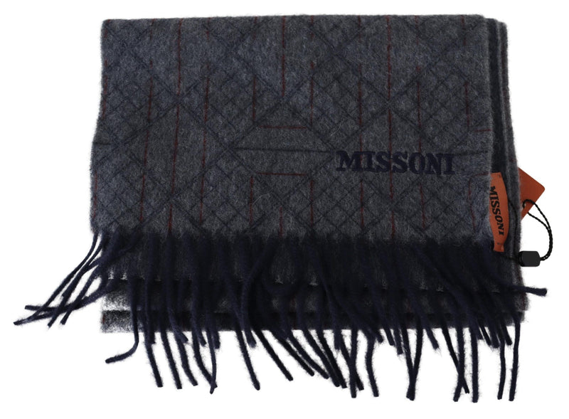 Elegant Cashmere Patterned Scarf with Logo Embroidery Missoni