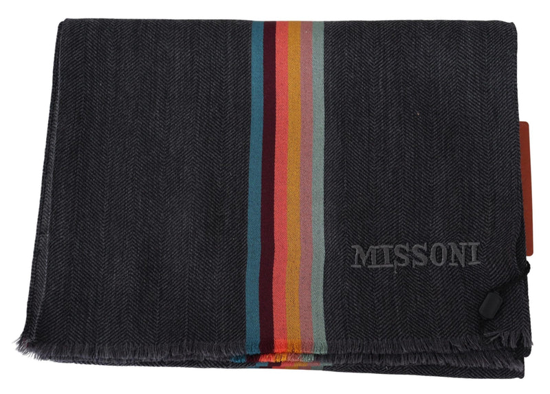 Elegant Wool-Silk Blend Striped Scarf Missoni