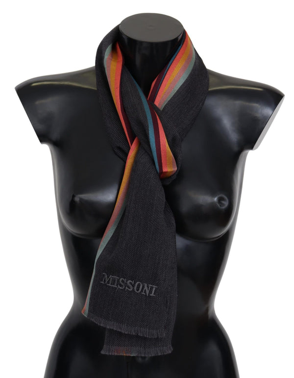 Elegant Wool-Silk Blend Striped Scarf Missoni