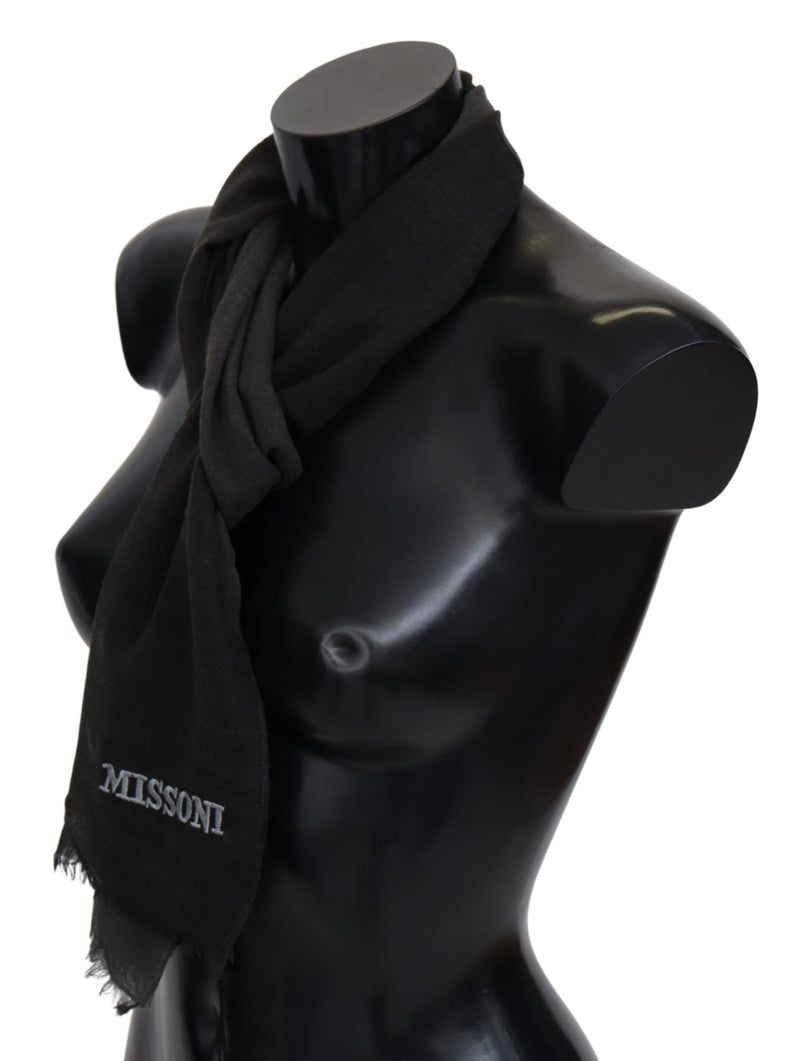 Elegant Black Wool Scarf with Fringes Missoni