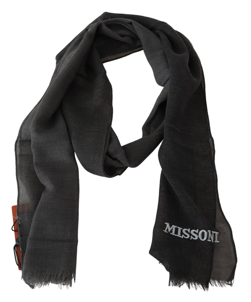 Elegant Black Wool Scarf with Fringes Missoni