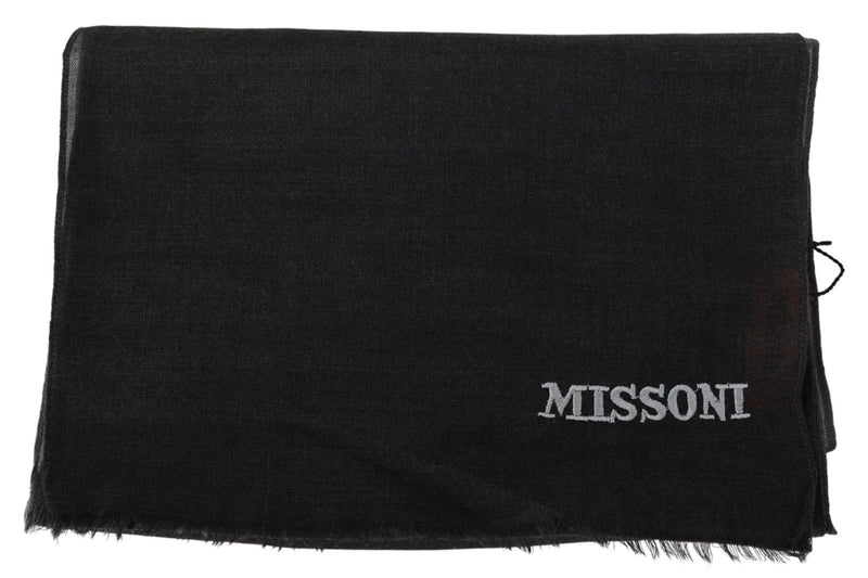 Elegant Black Wool Scarf with Fringes Missoni