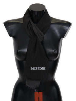 Elegant Black Wool Scarf with Fringes Missoni