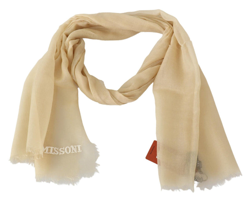 Elegant Cashmere Scarf in Beige Missoni