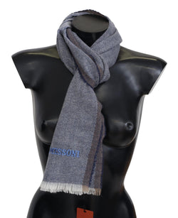 Elegant Gray Wool Scarf with Stripes and Fringes Missoni