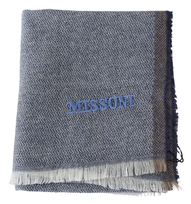 Elegant Gray Wool Scarf with Stripes and Fringes Missoni