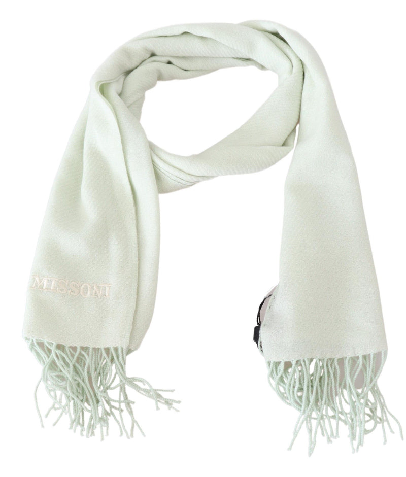 Elegant White Cashmere Scarf Missoni