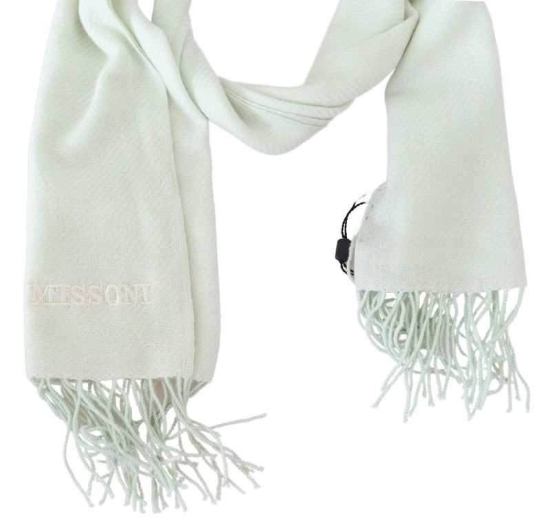 Elegant White Cashmere Scarf Missoni