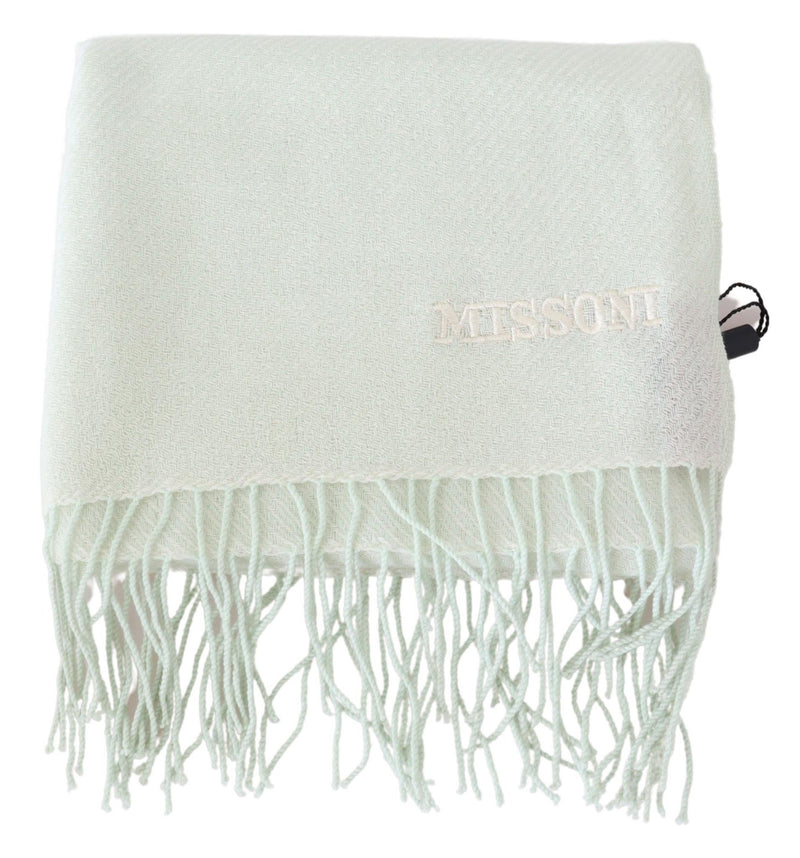 Elegant White Cashmere Scarf Missoni