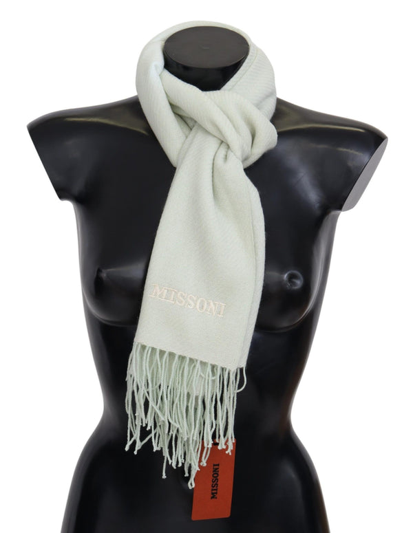 Elegant White Cashmere Scarf Missoni