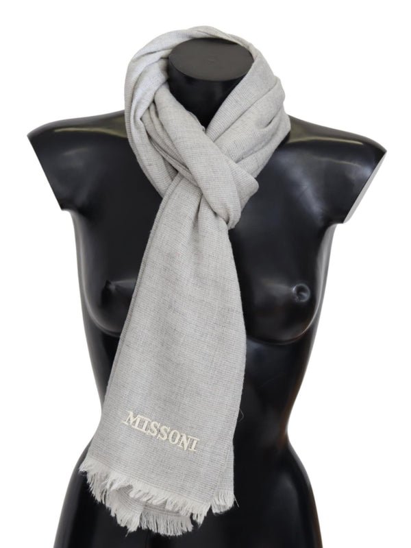 Elegant Wool Scarf with Signature Embroidery Missoni