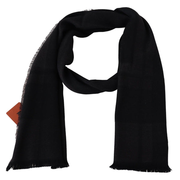 Elegant Black Wool Scarf with Logo Embroidery Missoni