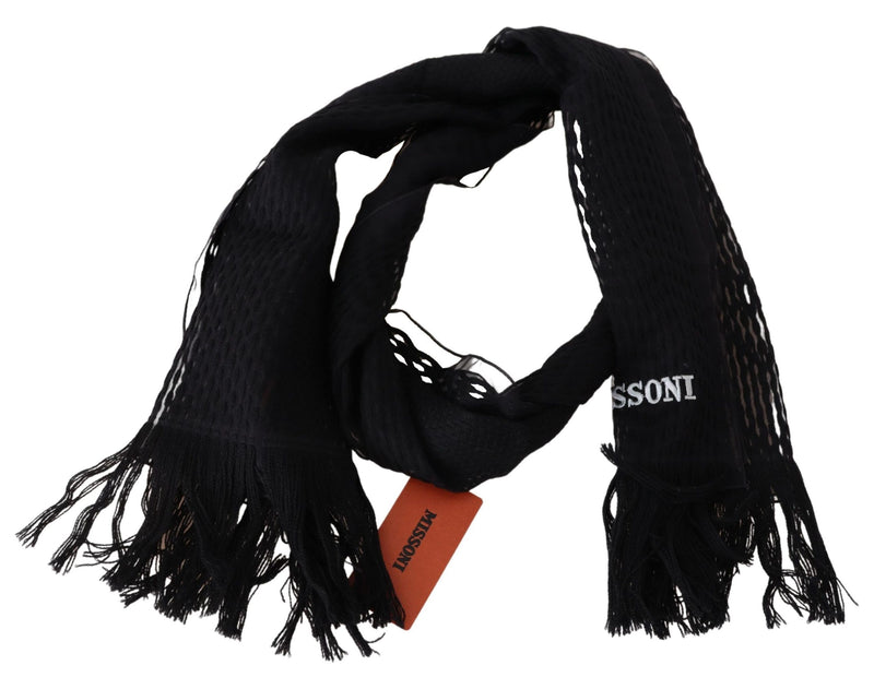 Elegant Wool Silk Unisex Black Scarf Missoni