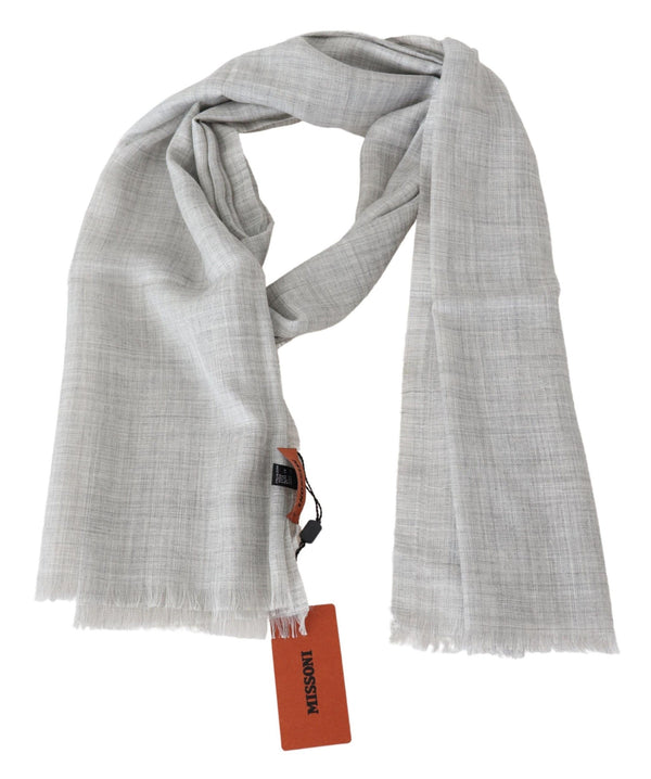 Elegant Beige Wool Silk Unisex Scarf Missoni