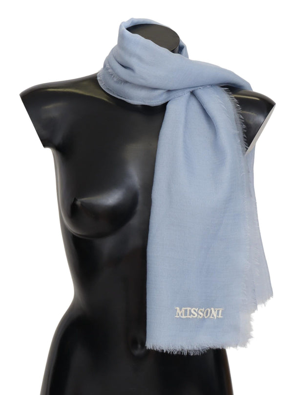 Elegant Light-Blue Cashmere Scarf with Fringes Missoni