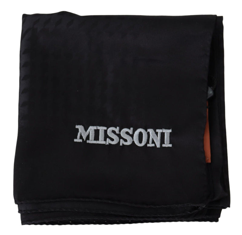 Elegant Black Wool Scarf with Embroidered Logo Missoni