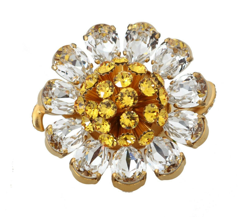 Crystal Flower Statement Ring Size US 7.5 Dolce & Gabbana