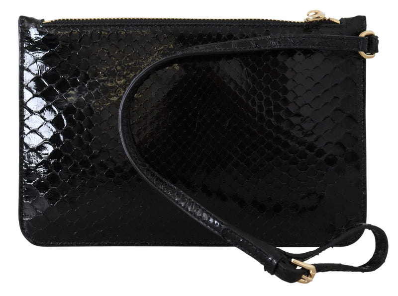 Exotic Leather Black Wristlet Wallet Dolce & Gabbana