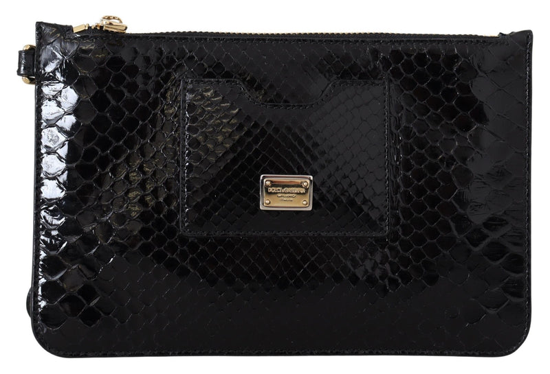 Exotic Leather Black Wristlet Wallet Dolce & Gabbana