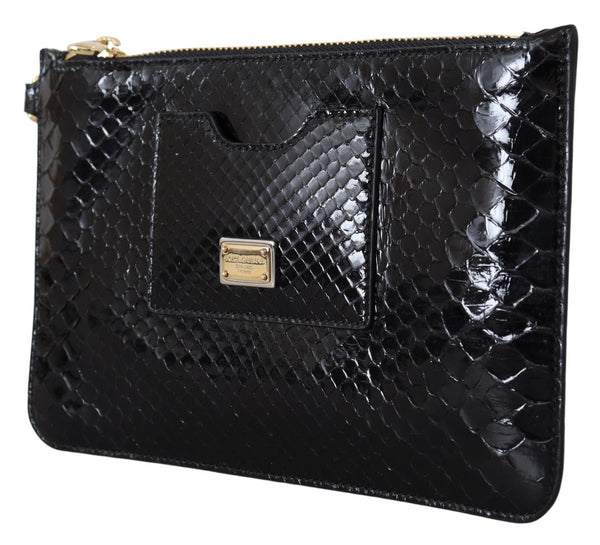 Exotic Leather Black Wristlet Wallet Dolce & Gabbana