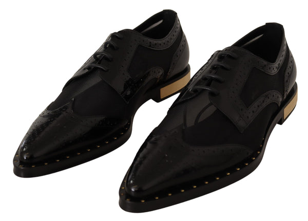 Elegant Gold-Trimmed Black Oxford Lace-Ups Dolce & Gabbana