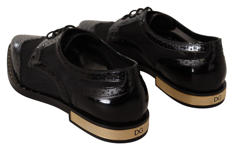 Elegant Gold-Trimmed Black Oxford Lace-Ups Dolce & Gabbana