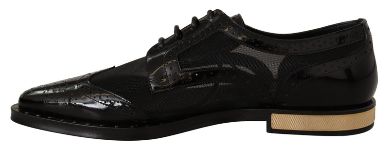 Elegant Gold-Trimmed Black Oxford Lace-Ups Dolce & Gabbana