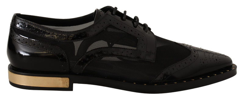 Elegant Gold-Trimmed Black Oxford Lace-Ups Dolce & Gabbana