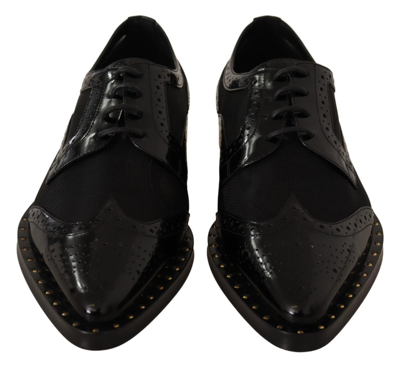 Elegant Gold-Trimmed Black Oxford Lace-Ups Dolce & Gabbana