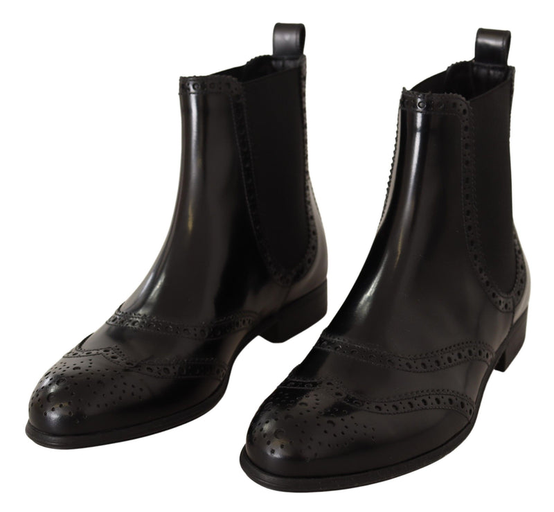 Elegant Black Ankle Wingtip Oxford Boots Dolce & Gabbana