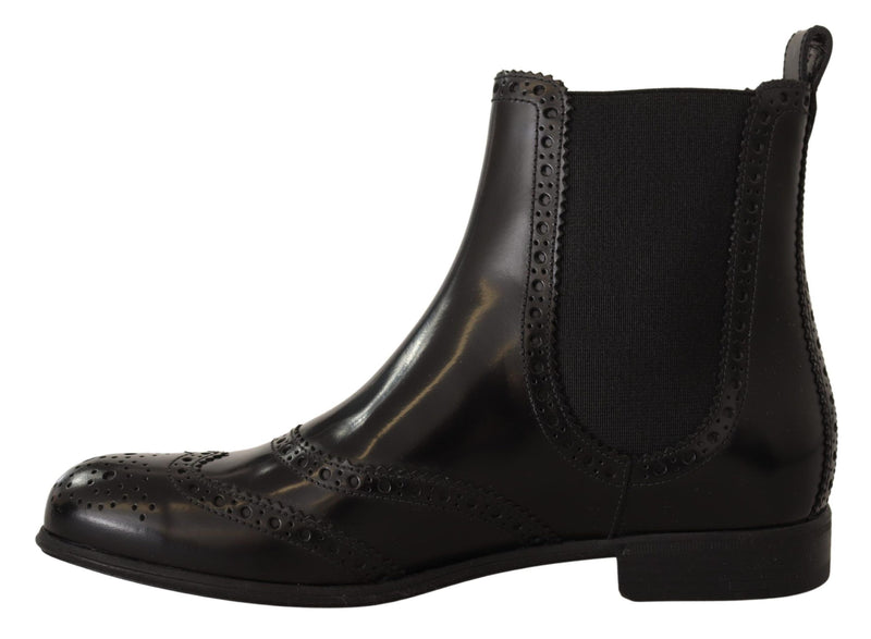 Elegant Black Ankle Wingtip Oxford Boots Dolce & Gabbana