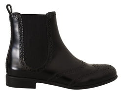 Elegant Black Ankle Wingtip Oxford Boots Dolce & Gabbana