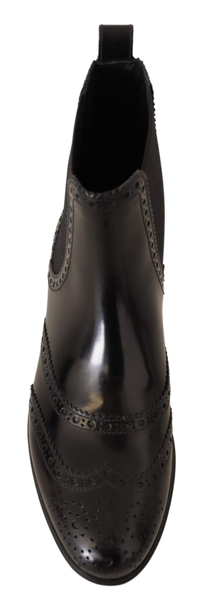 Elegant Black Ankle Wingtip Oxford Boots Dolce & Gabbana